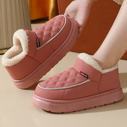 Winter Plush Cotton Shoes Warm Thick-bottom Waterproof Home Slippers All-match Indoor Outdoor Garden Shoes For Women