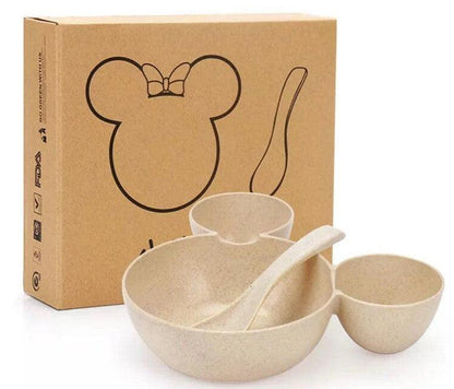 Children's Bowl, mickey's bowl Wheat Chopsticks, Fork Spoon,Lovely Gift Set