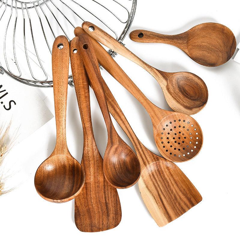 Teak Wood Cooking Spoon Set