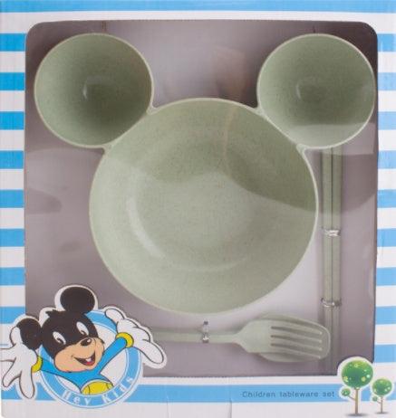 Children's Bowl, mickey's bowl Wheat Chopsticks, Fork Spoon,Lovely Gift Set