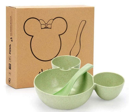 Children's Bowl, mickey's bowl Wheat Chopsticks, Fork Spoon,Lovely Gift Set