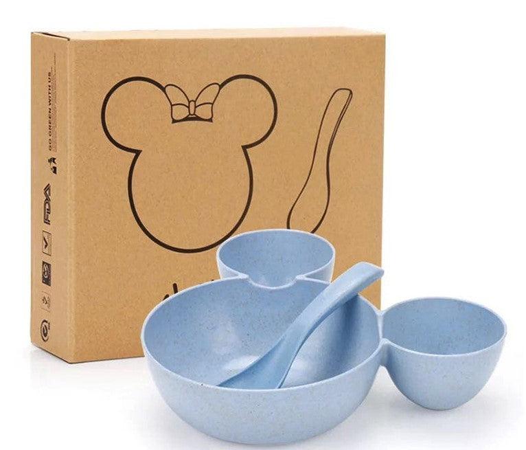 Children's Bowl, mickey's bowl Wheat Chopsticks, Fork Spoon,Lovely Gift Set