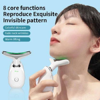 Neck Face Beauty Device, 3 Colors LED Photon Therapy, Skin Tighten Reduce Double Chin Anti Wrinkle Remove Skin Care, for SkinTightening & Neck Lifting