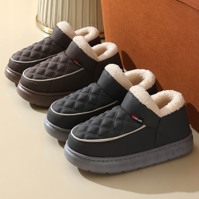 Winter Plush Cotton Shoes Warm Thick-bottom Waterproof Home Slippers All-match Indoor Outdoor Garden Shoes For Women