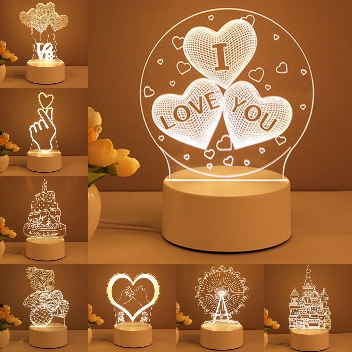 3D Lamp Acrylic USB LED Night Lights Neon Sign Lamp Xmas Home Decorations For Room Decor Valentines Day Gifts