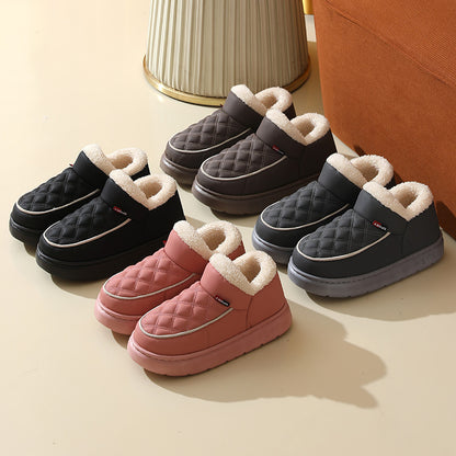 Winter Plush Cotton Shoes Warm Thick-bottom Waterproof Home Slippers All-match Indoor Outdoor Garden Shoes For Women