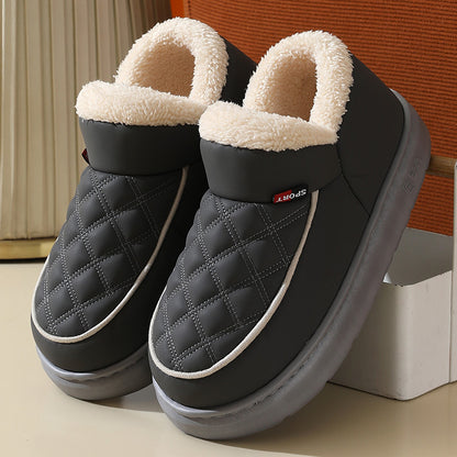 Winter Plush Cotton Shoes Warm Thick-bottom Waterproof Home Slippers All-match Indoor Outdoor Garden Shoes For Women