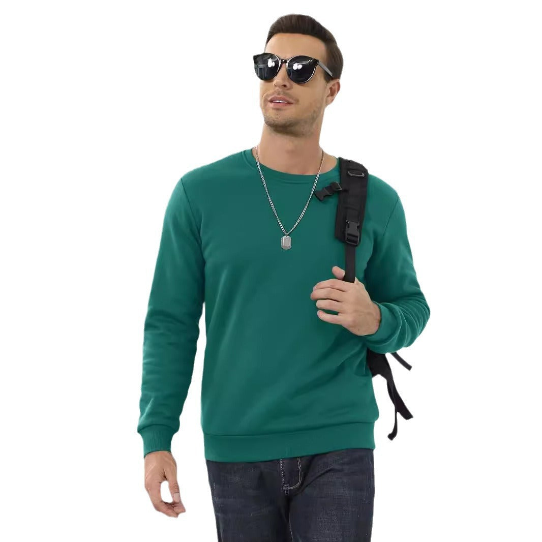 Men's Solid Color Casual Round Neck Loose Sweatshirt