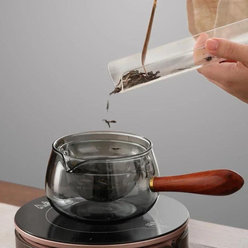 Semi-automatic Rotary Heat-resistant Glass Teapot Office Home Accessories Kitchen Gadgets